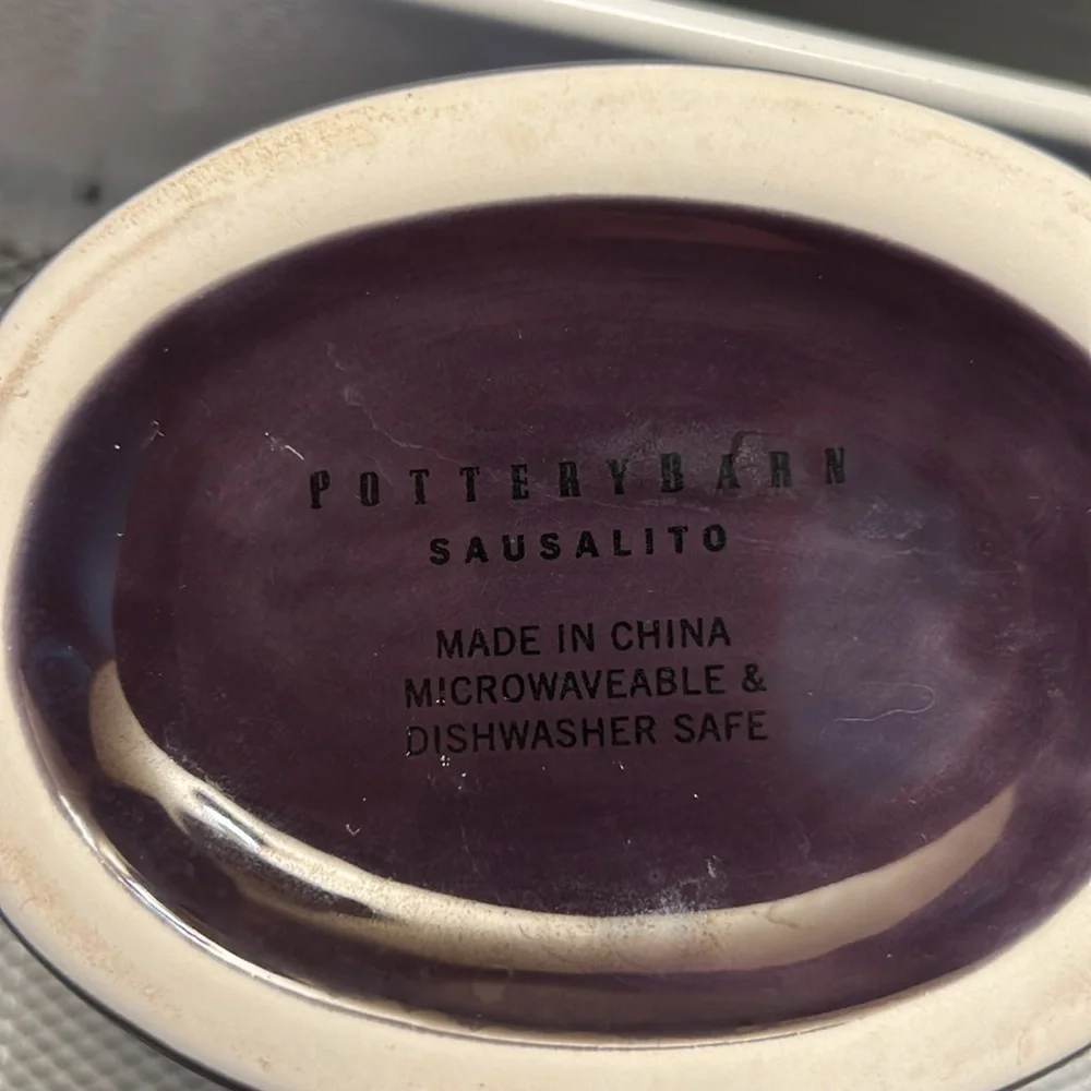 Pottery Barn Sausalito eggplant /fig Ceramic Gravy Boat-discontinued 14 oz